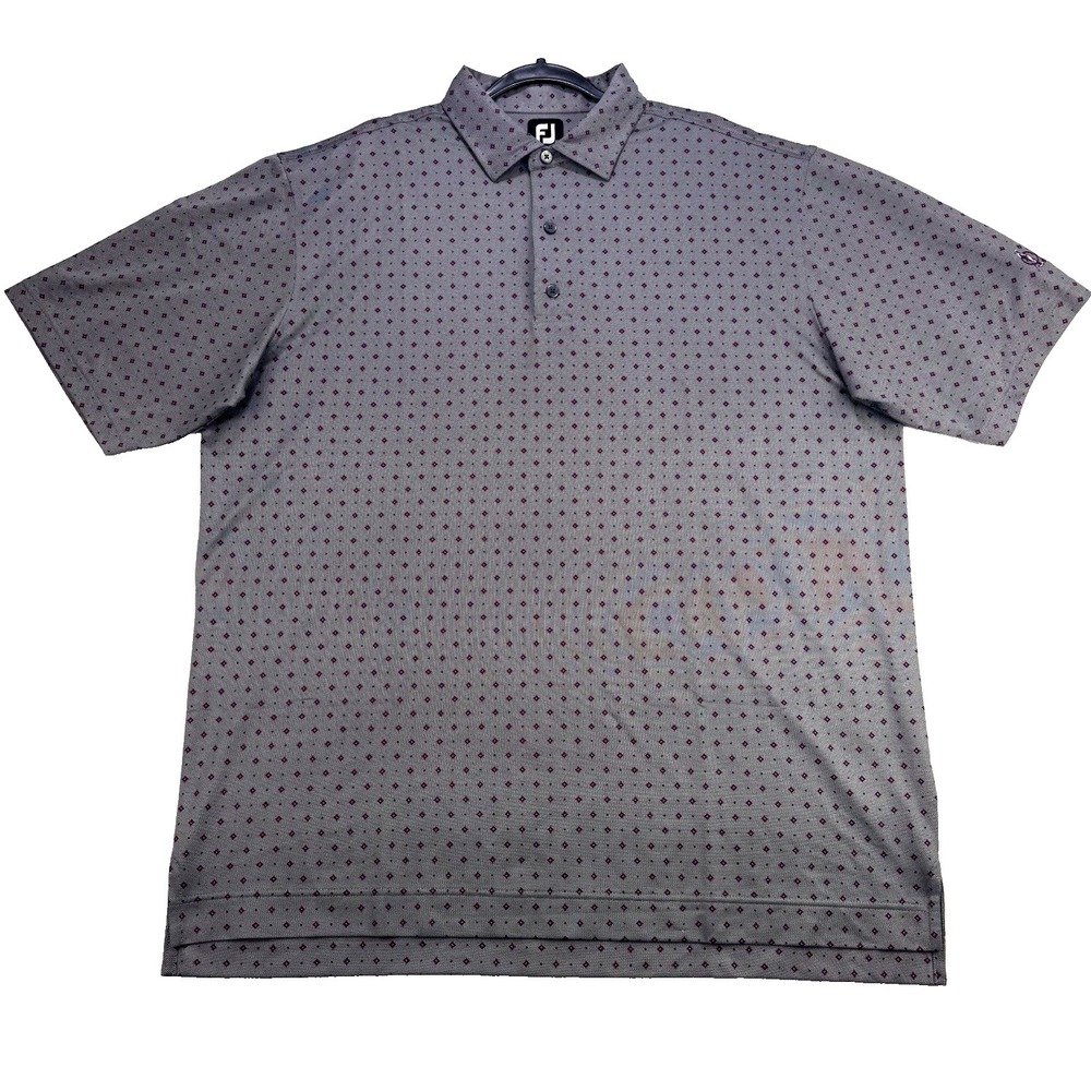 FootJoy Golf Polo Shirt Men 2XL‎ Gray Purple Graphic AOG Performance Wicking